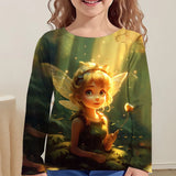 2-12Y Children's Clothing Girl T-Shirts Short Sleeve Child T-Shirt Beautiful Fairy Print Casual