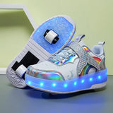 Kid Girl LED Light Up Glowing Sneakers Skates Shoes