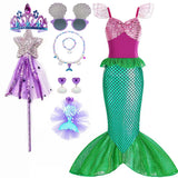 Kid Girl Little Mermaid Ariel Princess Carnival Summer Purple Dress