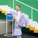 3 Pcs/Set Kid Girl Gradient School Bags Waterproof Students Backpack