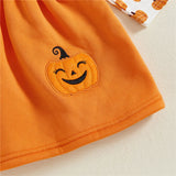 0-18M Autumn Infant Baby Girl Halloween Outfit Pumpkin Print Long Sleeve 2 Pcs Set
