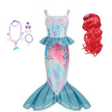 Kid Girl Princess Mermaid Carnival Ariel Cosplay Dress for Halloween Party Ball