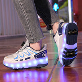 Kid Girl Boy Luminous Glowing Sneakers Led Light Roller Skate Shoes