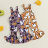 0-4Y Toddler Baby Girls Halloween Overalls Ghost Pumpkin Pants
