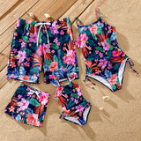 Family Matching Tropical Floral Print Swimwear One-Piece Swimsuits