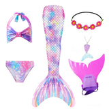 Kid Girls Mermaid Costume Swimsuit Mermaid Tail Swimwear 6 Pcs/SET