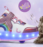 Kid Girl LED Light Up Glowing Sneakers Skates Shoes