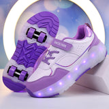 Kid Girl Boy Luminous Roller USB Charge Light Up Skate Shoes