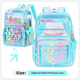 Teenagers Girls Printed Transparent Backpack PVC Cute Book Bags