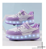 Kid Boy Girl Roller Skate Flashing Light 4 Wheel Roller Shoes
