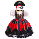 2-10Y Halloween Girls Pirate Dress Cosplay Carnival Party Pirate Role Play Suit
