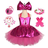 1-12T Kid Girl Princess Rosy Letter B Tutu  Birthday Party Halloween Dresses