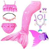 10 Pcs/set Kid Girl Swimming Mermaid Tail Girls Halloween Costume Cosplay Swimsuit