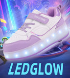 Kid Boy Girl Roller Skate Flashing Light 4 Wheel Roller Shoes