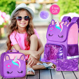 3PCS Kid Girl Unicorn Backpack Sequin Cute Bookbag