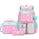 3pcs/se School Student Kid Girls Backpack Waterproof Cute Chrysanthemum Schoolbag