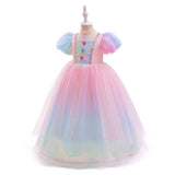 2-10T Kid Girls Halloween Fantasy Party Princess Rainbow Unicorn Dresses