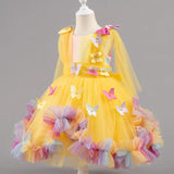 1-6Y Kid Baby Girl Birthday Party Wedding Sleeveless Butterfly Mesh Fluffy Princess Dresses