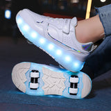 Kid Girl Boy Luminous Roller USB Charge Light Up Skate Shoes