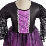 4-14Y Kids Birthday Party Halloween Gothic Witch Carnival Dresses