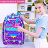 3PCS Kid Girl Rolling Folding Heart Backpack Bookbag Wheeled School Bag