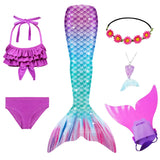 Kid Girls Mermaid Costume Swimsuit Mermaid Tail Swimwear 6 Pcs/SET