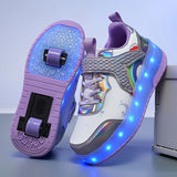 Kid Girl LED Light Up Glowing Sneakers Skates Shoes