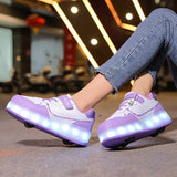 Kid Boy Girl Roller Skate Flashing Light 4 Wheel Roller Shoes