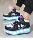 Kid Boy Girl 4 Wheels Luminous Glowing Sneakers Led Light Roller Skate Shoes