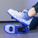 Kid Girl Boy Roller Skate Glowing Sneakers Led Light Luminous USB Charging Shoes