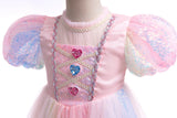 Kids Unicorn Costume LED Light Up Dress Sparkly Sequin Tulle Gown for Girls Fancy Dress for Wedding Guest Pageant Carnival