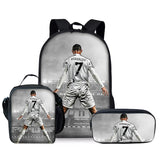 Kid Student Football Player CR7 Three Piece Set Backpacks Schoolbags