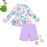 3 Pcs/set Kid Girl Summer Swimwear Sun-Protective Quick-Drying Long Sleeve Swimsuit
