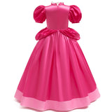 Dreamy Carnival Cosplay Game Costume Kids Girls Peach Princess Dress For Children Halloween Birthday Party Performance Clothes