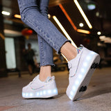 Kid Boy Girl Roller Skate Flashing Light 4 Wheel Roller Shoes