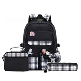 3pcs/set Kid Cute Plaid Bowknot School Backpack Bookbag