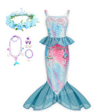 Kid Girl Princess Mermaid Carnival Ariel Cosplay Dress for Halloween Party Ball