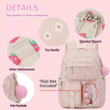 3 Pcs/Set Kid Girl Corduroy Flower Backpack Lunch Box Pencil Bag School Bookbag