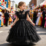 4-14Y Kids Birthday Party Halloween Gothic Witch Carnival Dresses