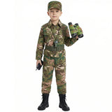 Kids Soldier Costume for Kid Party Army Costume camouflage Costumes for Boys Jungle Field Sniper Set with Pistol Compass Whistle