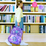 3Pcs Kid Girl Seahorse Backpacks Set School Bookbag