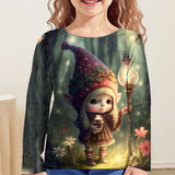 2-12Y Children's Clothing Girl T-Shirts Short Sleeve Child T-Shirt Beautiful Fairy Print Casual
