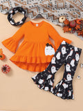 1-6Y Toddler Girl Halloween Clothes Long Sleeve Tops Cartoon Ghost Spider