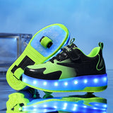 Kids USB Recharge Light Up  LED Skates Roller Shoes