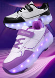 Kid Girl Boy Luminous Roller USB Charge Light Up Skate Shoes