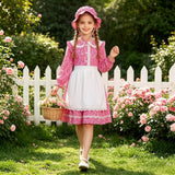 5-12Y Kid Girls Colonial Pioneer Prairie Maid Dress Halloween Carnival Party Cosplay