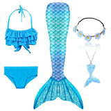 5Pcs/Set Girls Mermaid Tail Swimsuit Costume Beach Pool Swimwear