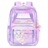 Teenagers Girls Printed Transparent Backpack PVC Cute Book Bags