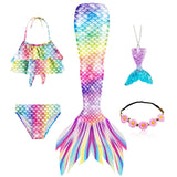 5Pcs/Set Girls Mermaid Tail Swimsuit Costume Beach Pool Swimwear