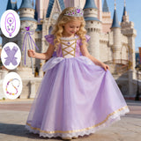 Baby Girls Deluxe Elegant Rapunzal Princess Dress Cosplay Costume Kids Halloween Birthday Party Vestido Purple Puffy Dresses